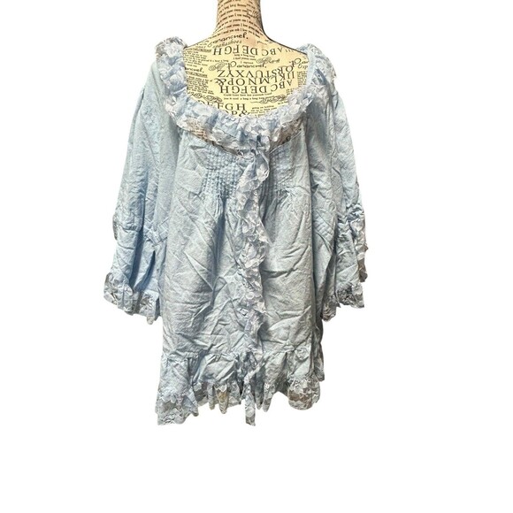Womens Blue Ruffles Plus Size 32 Blouse Roman's  Whimsical Romantic Boho - Picture 1 of 10